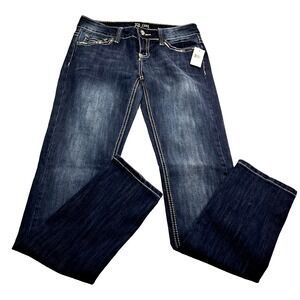 ZCO Low Rise Dark Denim Jeans Women's Juniors 7 NEW Embellished Back Pockets Y2K